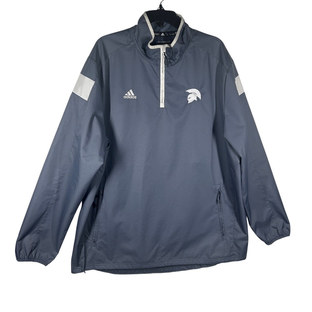 Adidas Michigan State‎ Spartans ClimaProof Windbreaker Jacket Men's XL Gray